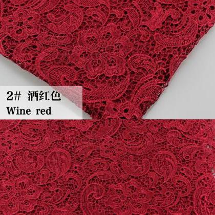 Wine Red Cord Lace Fabric For Women Dresses Water..