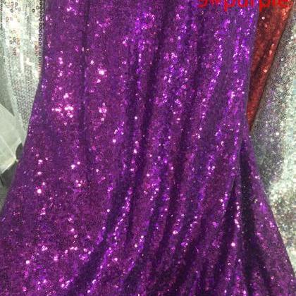 Grape Purple Metallic Embroidery Mesh Sequin Lace..