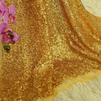 Gold Metallic Embroidery Sequin Lace Fabric For..