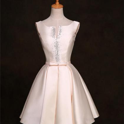 Short Satin Dress For Homecoming Prom Sleeveless..