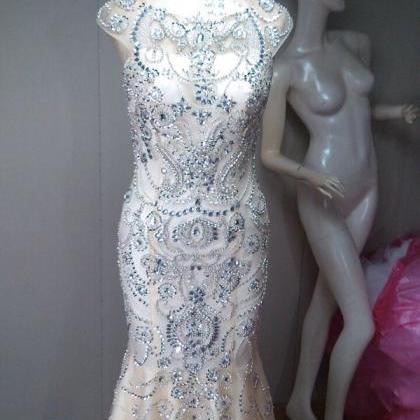 Sparkling Beaded Crystal Luxurious Prom Dress Cap..