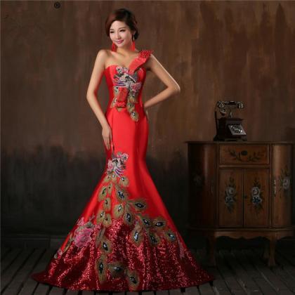 China Chic Red Satin Women Formal Dress With..