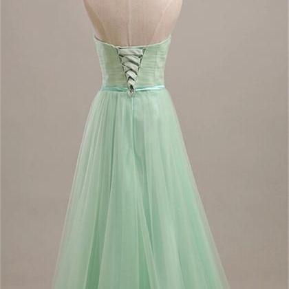 Long Mint Color Bridesmaid Dress A Line Sweetheart..