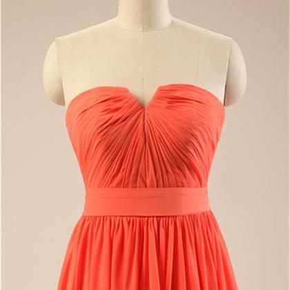 Red-orange Short Bridesmaid Dress Strapless..