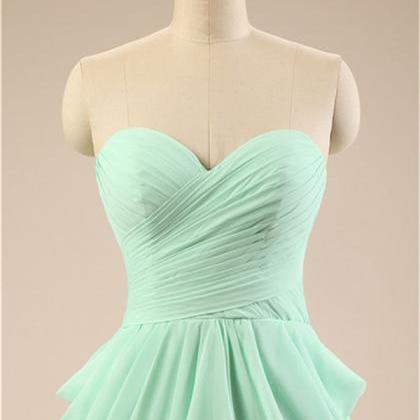 Short Mint Bridesmaid Dress Sweetheart Neckline..