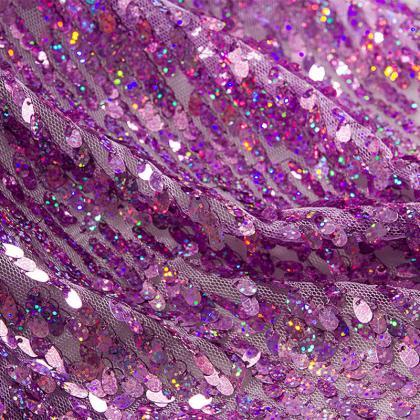 Metallic Purple Laser Sequin Lace Fabric For Women..