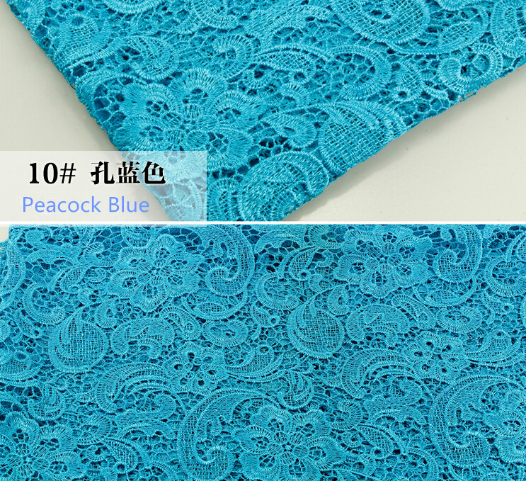 Turquoise Color Embroidered Cord Lace Fabric For Women Dresses Water  Soluble Guipure Lace 120 Cm Wid on Luulla