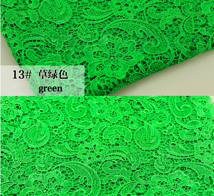Green Cord Lace Fabric For Women Dresses Water Soluble Guipure Lace 120 Cm Width