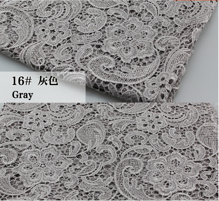 Gray Color Cord Lace Fabric For Women Dresses Water Soluble Guipure Lace 120 Cm Width