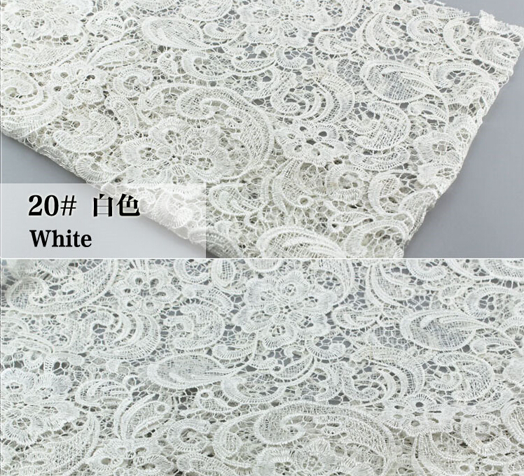 White Cord Lace Fabric For Women Dresses Water Soluble Guipure Lace 120 Cm Width