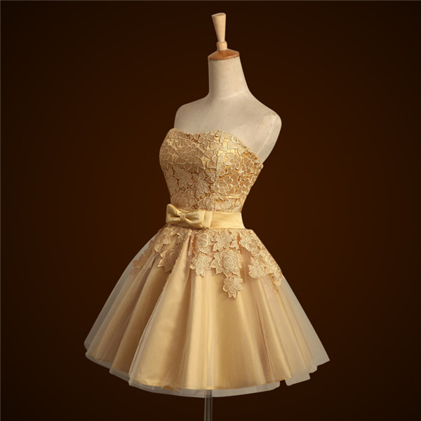 cheap short gold dresses