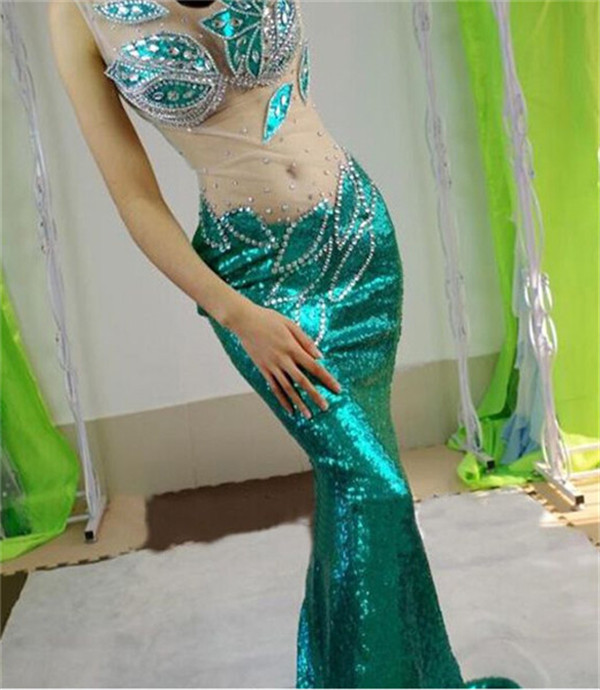 Super Sexy See Through Tight Prom Dress Sequin Skirt Beaded Long Party Dress Gown Custom Made