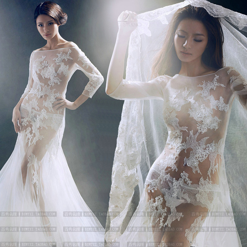 chinese dress ladies Transparent net dress with handcrafted flowers – FROLOV