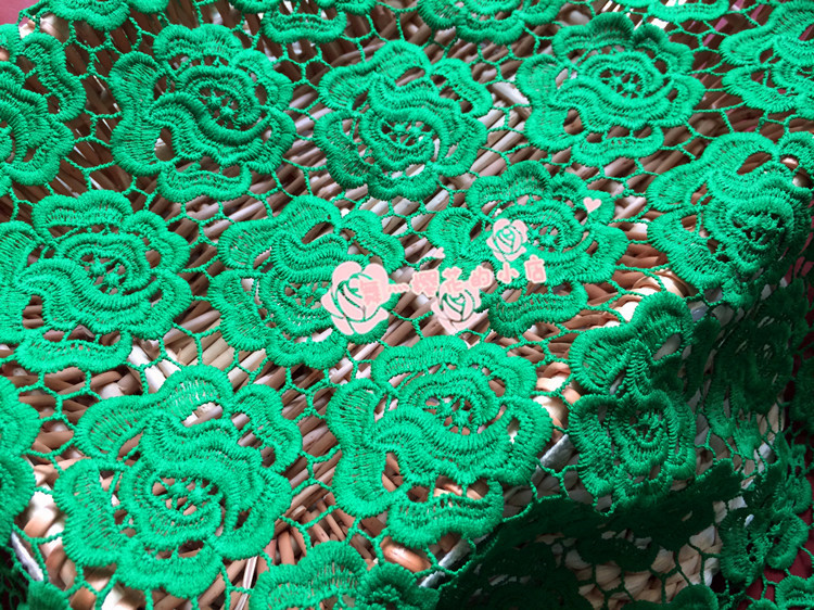 Solid Color Flower Pattern Guipure Lace Green Cord Lace Fabric 47/48 Inch Width Sold At Yard